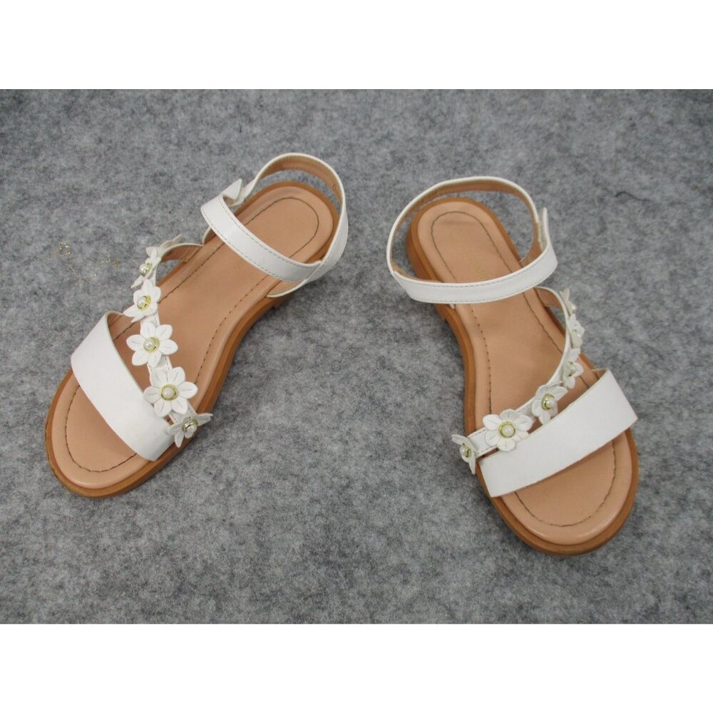 Pandaninjia Girls Sandals Size 3 White Floral Sandals Flower Holy Communion